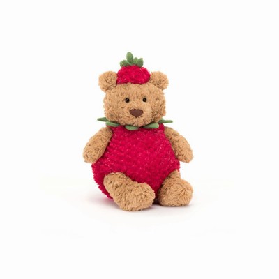 Jellycat Bartholomew Strawberry Bear New Zealand | CVRMN0781